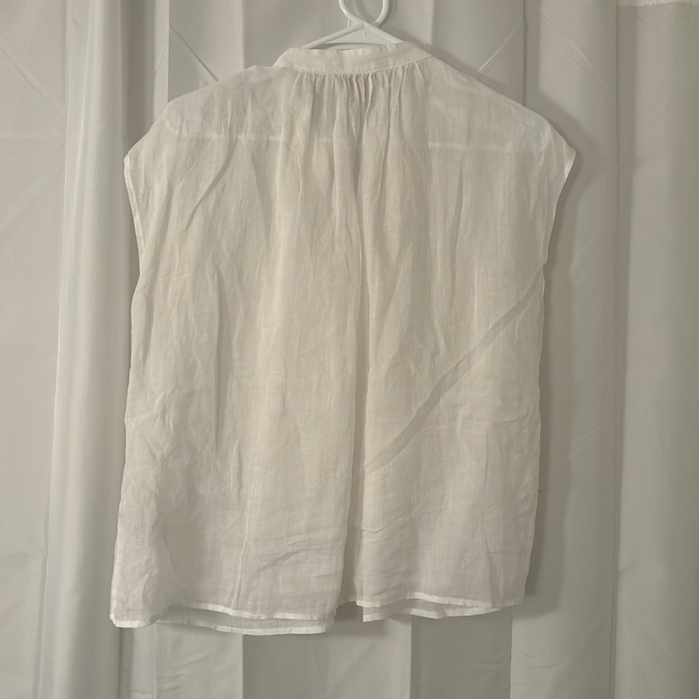 Banana Republic sheer white button up blouse.